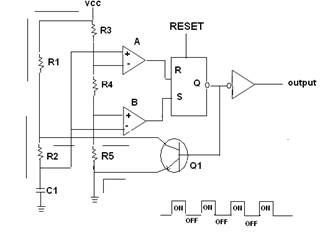555 IC internal Circuit Diagram (Figure B)